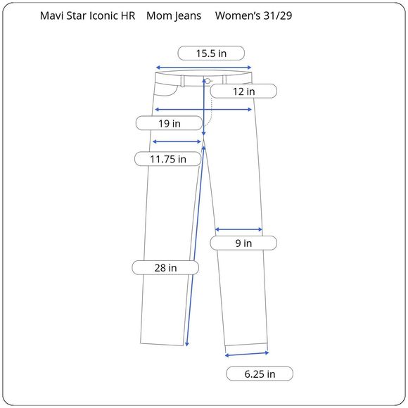 Mavi Star Iconic High Rise Mom Jeans Women’s W31 L28 Frayed Hems Ankle Blue - Picture 12 of 12
